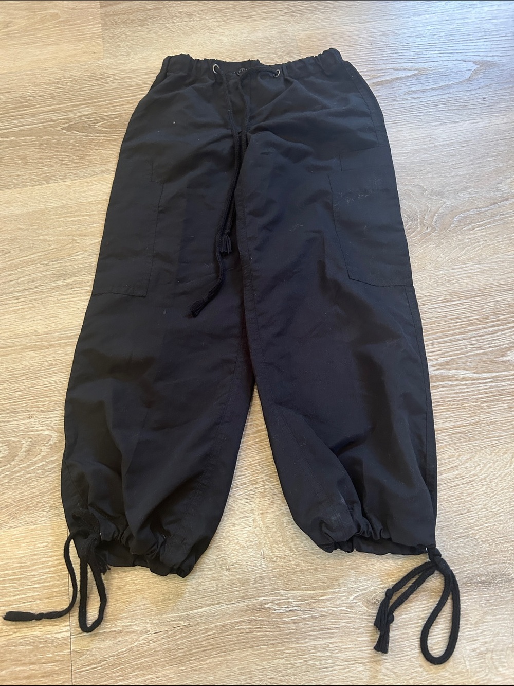 Kids Black Drawstring Dance Cargo Pants
